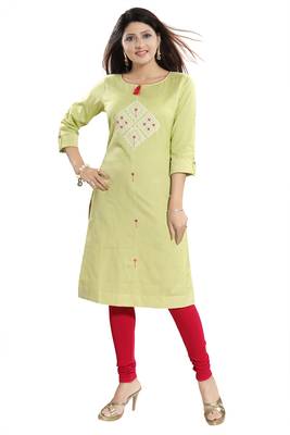 Green printed cotton party-wear-kurtis 4