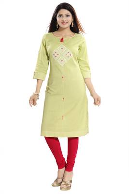Green printed cotton party-wear-kurtis 5