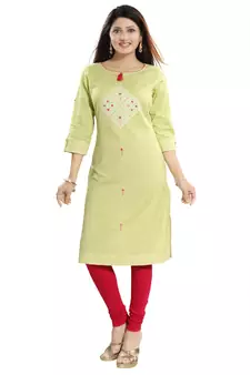 Green printed cotton party-wear-kurtis