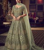 Sea Green Butter Fly Net  Wedding Salwar Kameez