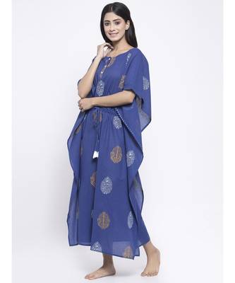 Blue Hand Block Kaftan 1