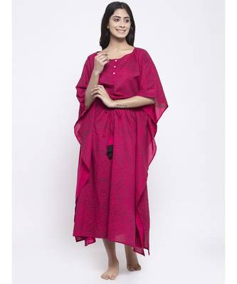 Peach  Hand Block Kaftan 1