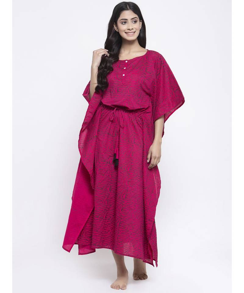 Peach  Hand Block Kaftan