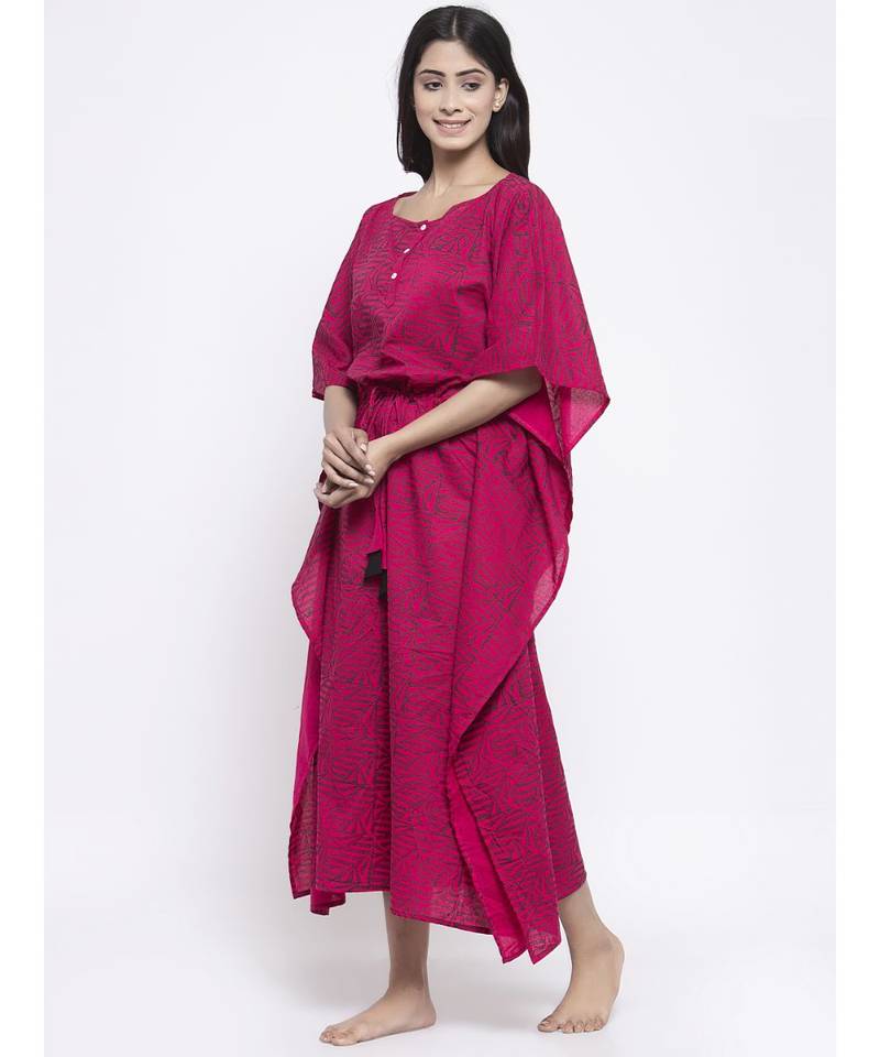 Peach  Hand Block Kaftan