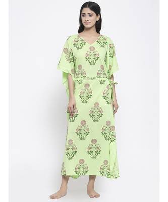 Light Green  Hand Block Kaftan 1