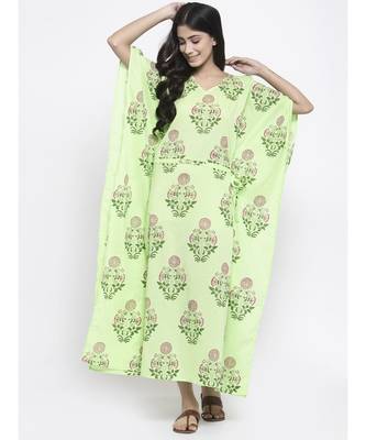 Light Green  Hand Block Kaftan 3
