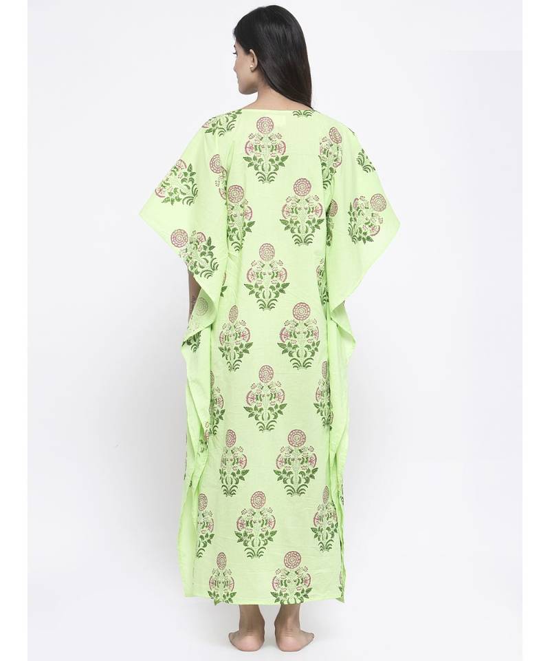 Light Green  Hand Block Kaftan
