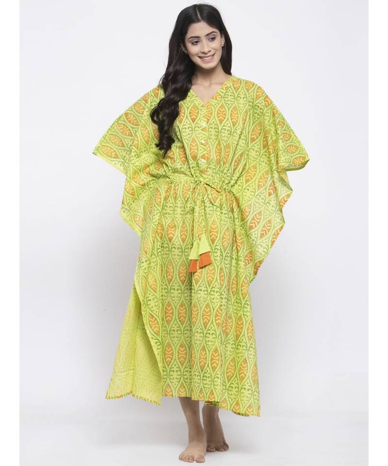 Round Neck Multi Printed Kaftan