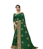 Green embroidered chanderi silk saree with blouse