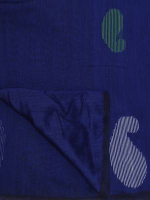 Blue Jamdani Work Cotton Silk Handloom Saree With Blouse 6