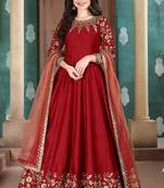 Red embroidered silk Blend salwar