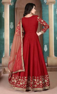 Red embroidered silk Blend salwar 3