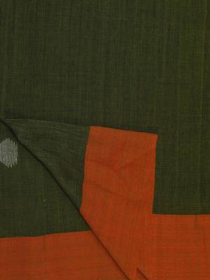 Magenta and Bottle Green Buti Work Khadi Cotton Handloom Saree With blouse 5