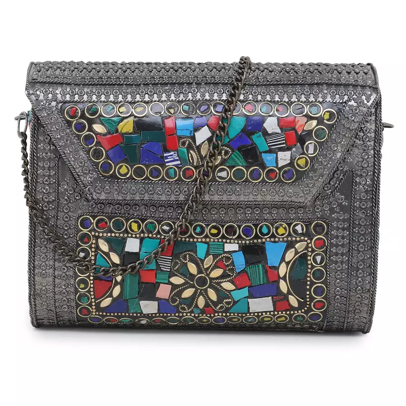 Metal Box Clutch with Chain Strap