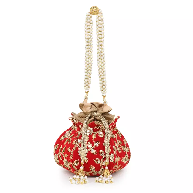 velvet red potli