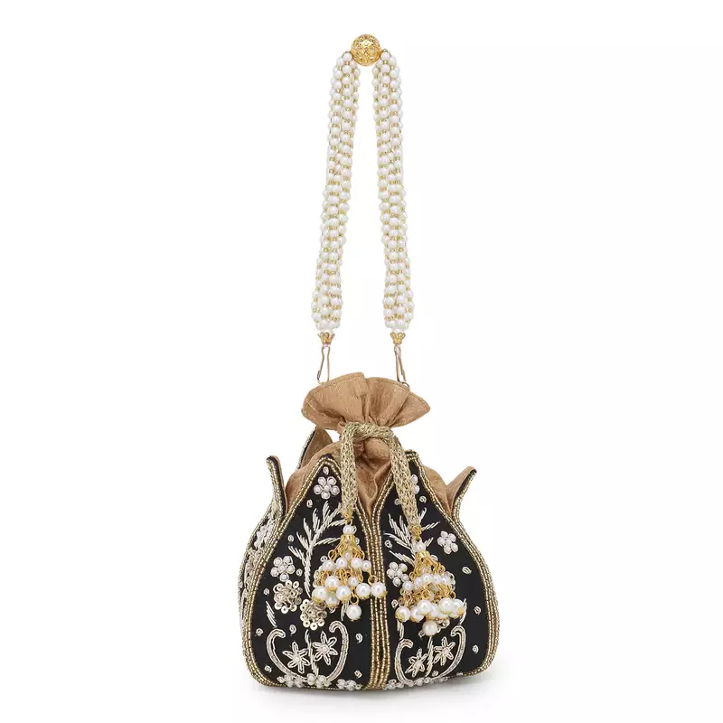 velvet black  potli