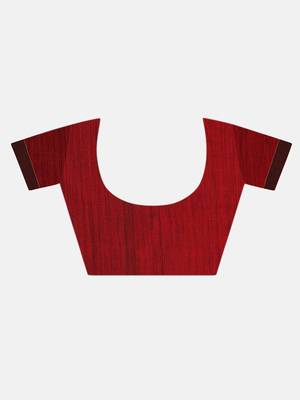Red and Black Mithay Pallu Design Cotton Silk Handloom Saree With Blouse 7