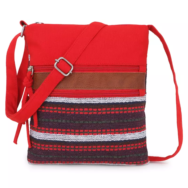 Cotton Red  sling bag