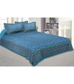 Cotton King Size 240 TC Green Floral Decor Double Bedsheet