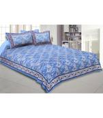 Cotton King Size 240 TC Blue Floret Bed Double Bedsheet