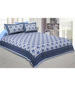 Cotton King Size 240 TC Flickering Bale Blue Double Bedsheet