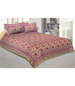 Cotton King Size 240 TC Lush Lotus Mustard Double Bedsheet