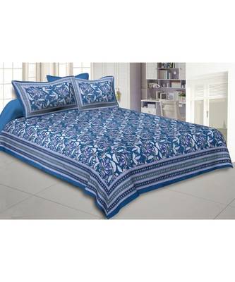 Cotton King Size 240 TC Ferns Petals Green Double Bedsheet 1