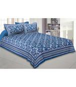 Cotton King Size 240 TC Ferns Petals Green Double Bedsheet