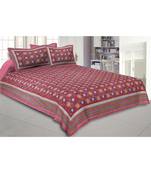 Cotton King Size 240 TC Festival Chakri Red Double Bedsheet