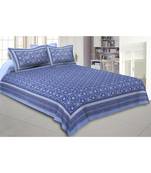 Cotton King Size 240 TC Festival Chakri Blue Double Bedsheet