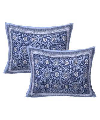 Cotton King Size 240 TC Festival Chakri Blue Double Bedsheet 2
