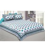 Cotton King Size 240 TC Morr Pankh Green Double Bedsheet