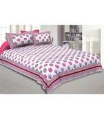 Cotton King Size 240 TC Morr Pankh Pink Double Bedsheet