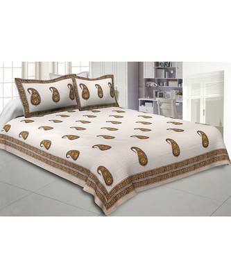 Cotton King Size 240 TC Awe of Hand Block Print Paisley Double Bedsheet 1
