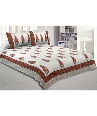 Cotton King Size 240 TC Distinct Designer Hand Block Print Double Bedsheet 1