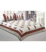 Cotton King Size 240 TC Distinct Designer Hand Block Print Double Bedsheet