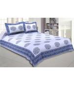 Cotton King Size 240 TC The Blue Pumpkin Hand Block Print Double Bedsheet