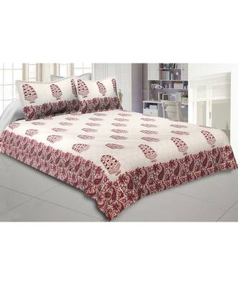 Cotton King Size 240 TC Purple Gamla Hand Block Print Double Bedsheet 1