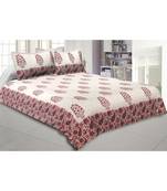 Cotton King Size 240 TC Purple Gamla Hand Block Print Double Bedsheet