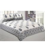 Cotton King Size 240 TC Traditional Tree Blue Hand Block Print Double Bedsheet