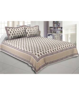 Cotton King Size 240 TC Playful Paisley Maroon Hand Block Print Double Bedsheet 1