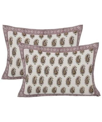 Cotton King Size 240 TC Playful Paisley Maroon Hand Block Print Double Bedsheet 2