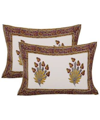 Cotton King Size 240 TC Feathers of Fortune Yellow Hand Block Print Double Bedsheet 2