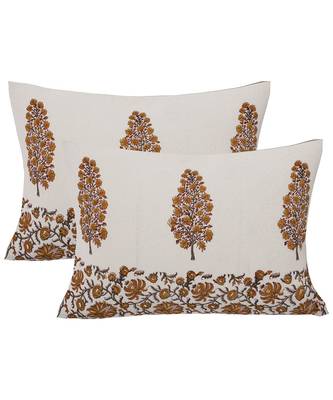 Cotton King Size 240 TC Traditional Tree Yellow Hand Block Print Double Bedsheet 2