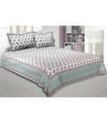 Cotton King Size 240 TC Dotted Flowers Hand Block Print Double Bedsheet