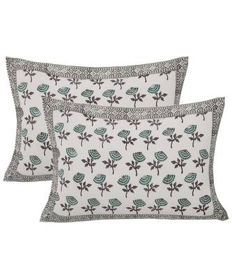 Cotton King Size 240 TC Dotted Flowers Hand Block Print Double Bedsheet 2
