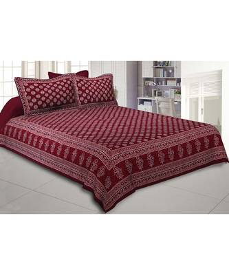Cotton King Size 240 TC Bubbly Balls Hand Block Print Double Bedsheet 1