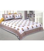 Cotton King Size 240 TC Mustard Mystic Marigold Double Bedsheet