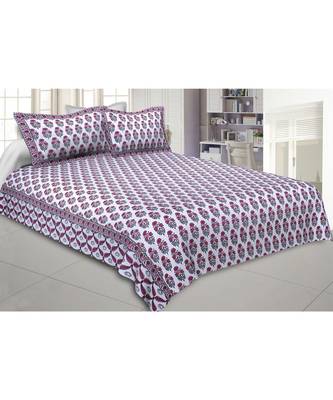 Cotton King Size 240 TC Pink Floral Corsage Double Bedsheet 1