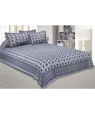 Cotton King Size 240 TC Grey Twinkling Jugnoo King Size Bedsheet 1